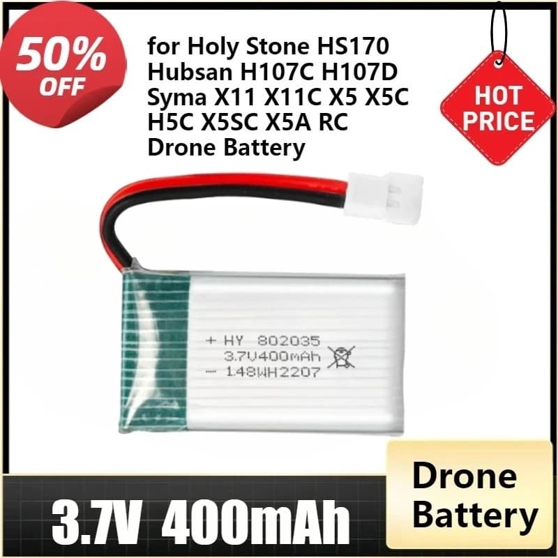 Batteria Lipo per Holy Stone HS170 Hubsan H107C H107D Syma X11 X11C X5 X5C H5C X5SC X5A RC Drone Elicottero 3.7V 500mah Batteria