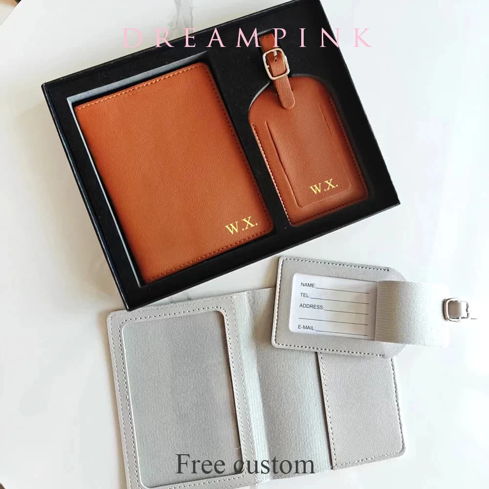 Set Regalo da Viaggio Personalizzato con Nome Inciso, Logo, Lettere, Porta Passaporto, Etichetta Bagaglio, Dropship, Regalo Personalizzato, Accessori da Viaggio