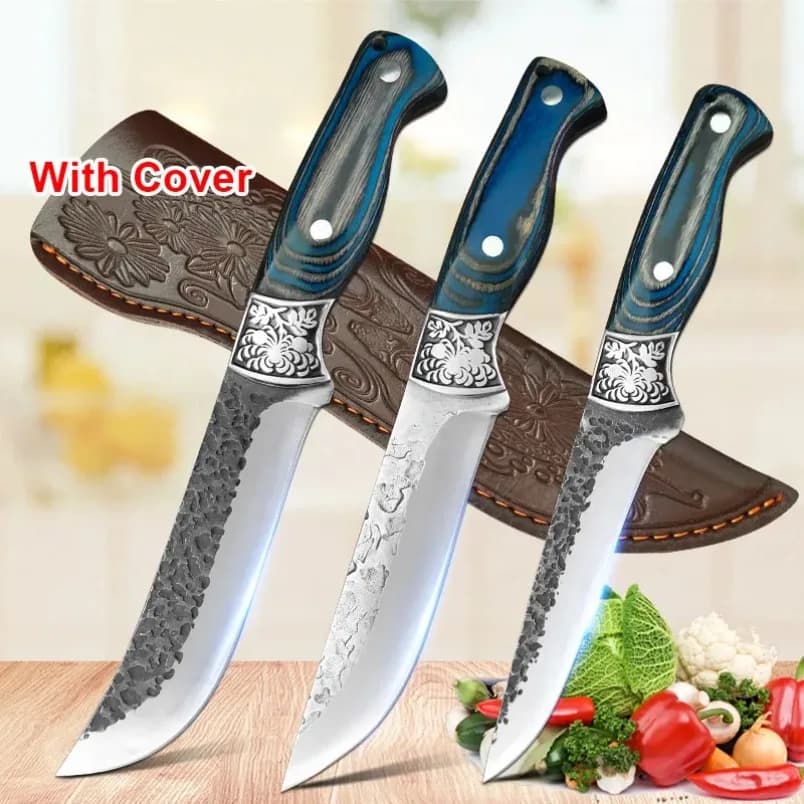 Butcher's Knife for Boning, Chef's Knife, Chicken Knife, Meat, Vegetables and Fruits, Wood Handle, Craft Blades, Kitchen Knives with Custody