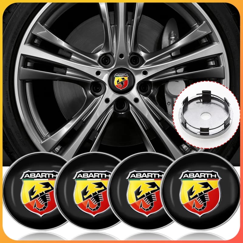 4 Pezzi 60mm Coprimozzo Centrale Ruota Auto Adesivi Emblema per Abbas Abarth Punto 124/125/500 Stilo Ducato Accessori Auto
