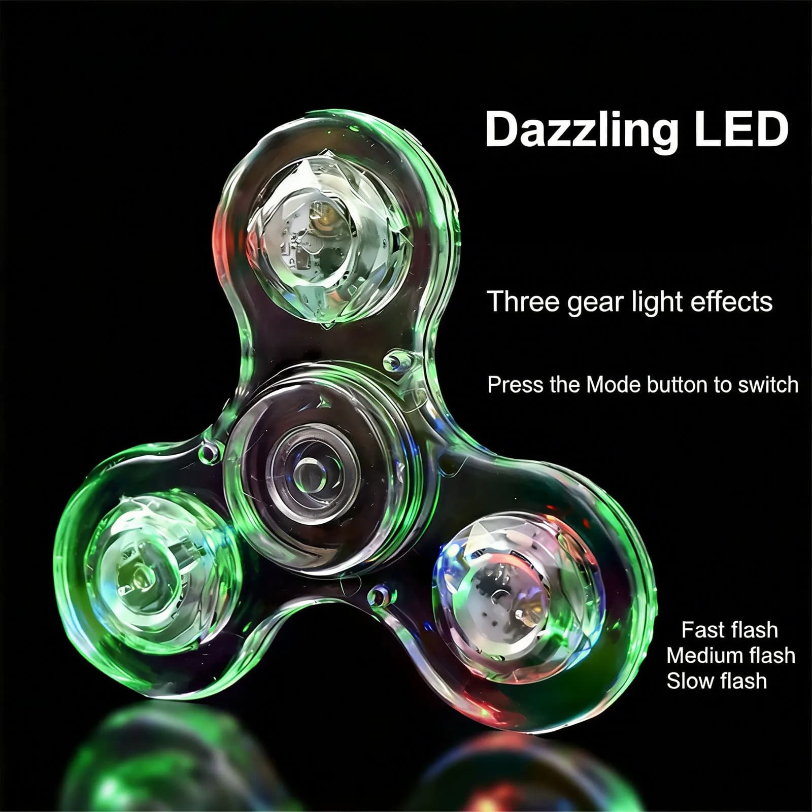 Fidget Spinner Luminoso a LED con Cristalli, 15 Stili, che si Illumina al Buio, Giocattoli Antistress EDC per Bambini - Vendita Calda