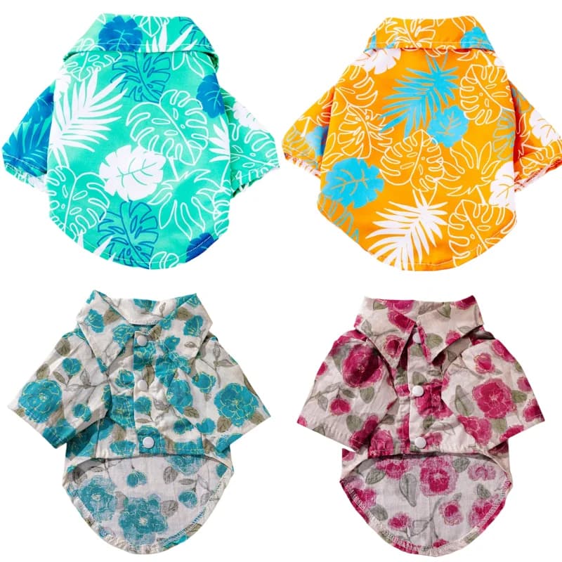 Camicia per cani estiva stile spiaggia hawaiana Vestiti per cani traspiranti Gilet per cuccioli di lusso T-shirt per gatti con stampa albero di cocco Vestiti per caniche per animali domestici