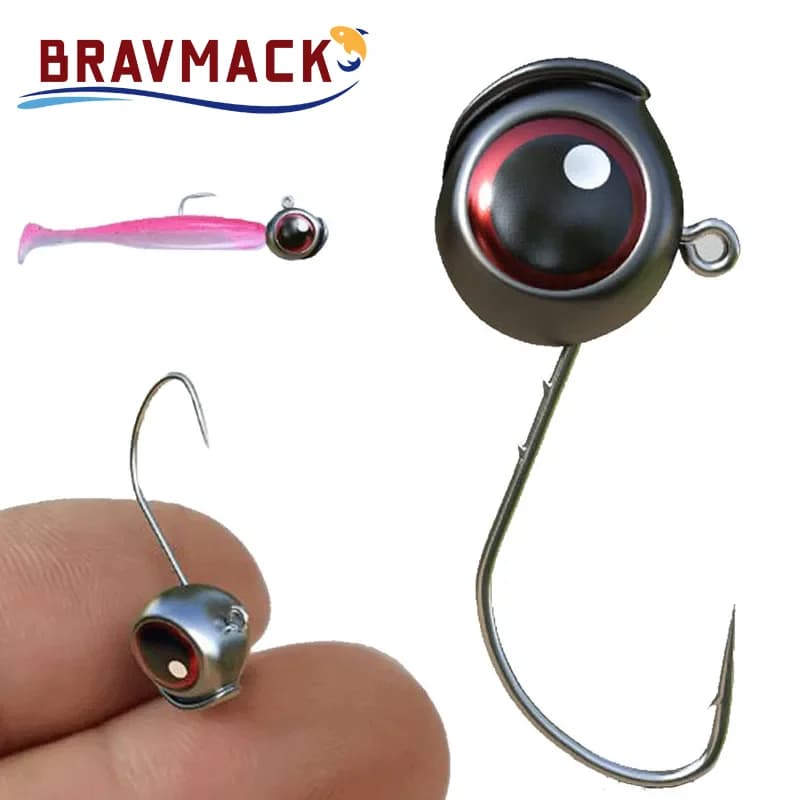 Confezione da 10 Pezzi, Ami da Pesca con Testa in Piombo 2.5g 3g 3.5g 5g, Amo Barbato Tipo Root Ned, Esca Morbida con Coda a T, Amo da Pesca con Occhi Grandi