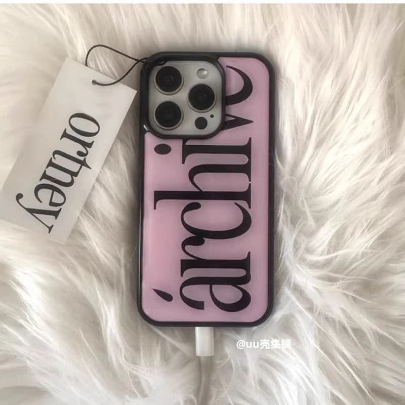 Korean resin phone case with pink pattern, simple and delicate style, for iPhone 17 16 15 14 13 11 Pro Max AIR PLUS, cute cover