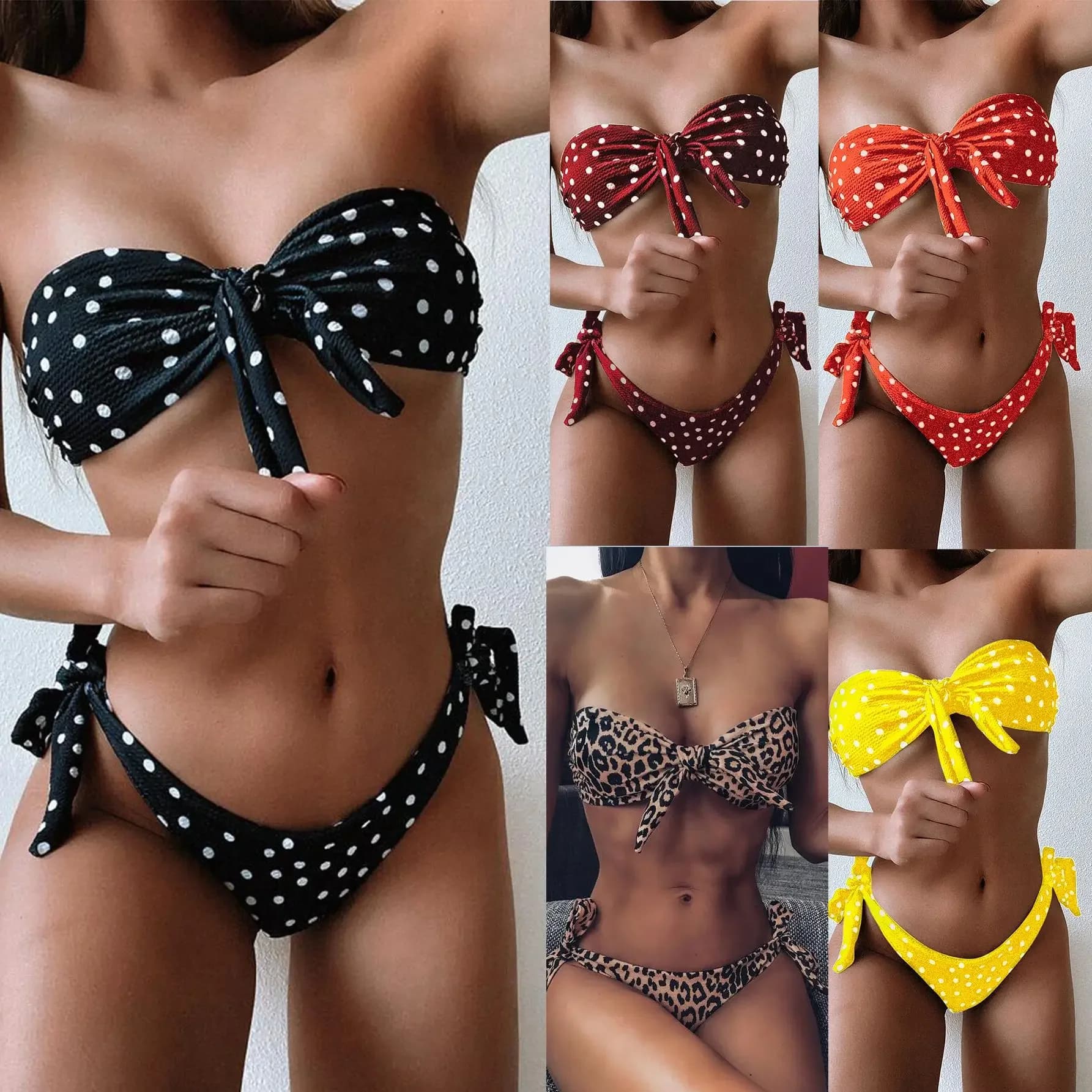 Bikini 2026 da Donna, Costume da Bagno Sizzler con Stampa a Pois, Bikini Sexy a Vita Alta, Costume da Bagno Brasiliano