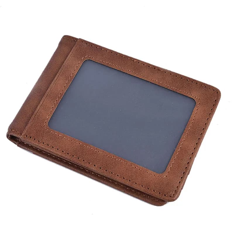 Porta carte di credito con tasca frontale per portafoglio bifold sottile in pelle da uomo RFID