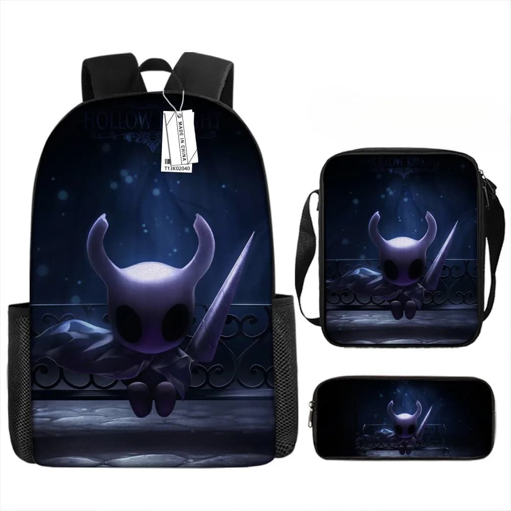 Cartoon Youthful Funny Hollow Knight 3D Print 3pcs/Set Student Travel bags Laptop Daypack Backpack Shoulder Bag Pencil Case