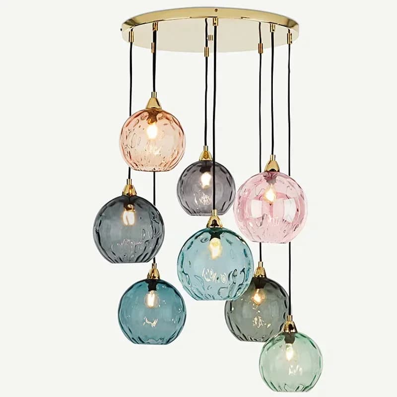 Colored Glass Water Grain Chandelier for Living Room Restaurant Classical Hanging Lamp Bedroom Bedside Nordic Designer Fixtures