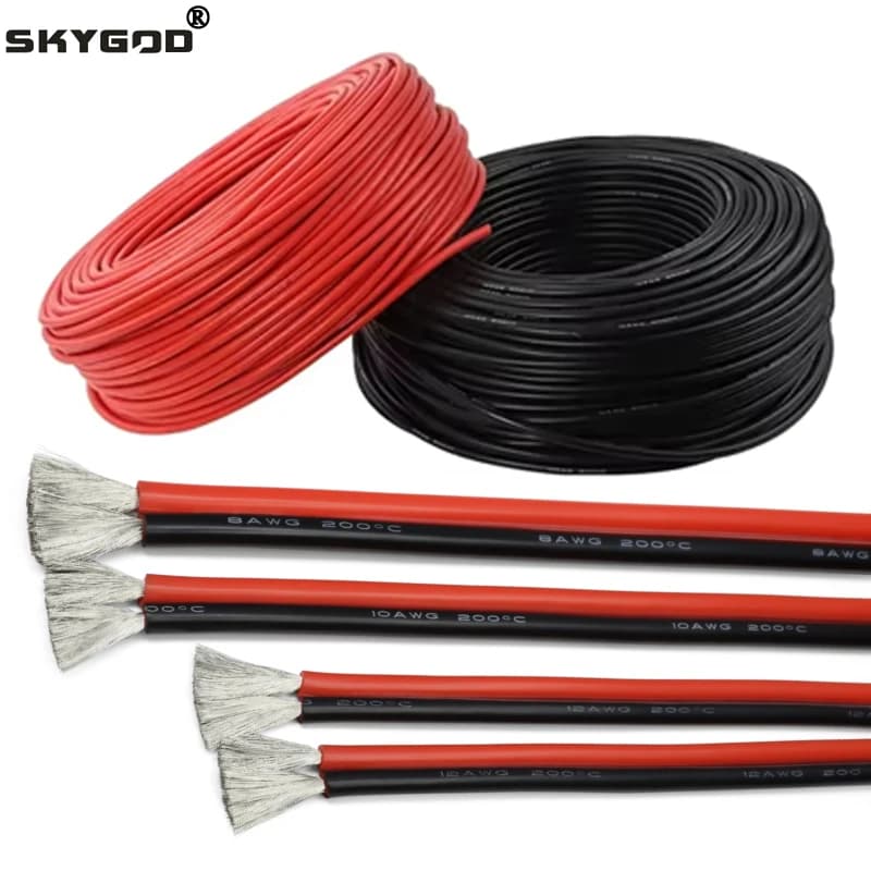Cavo elettronico in silicone super morbido da 1 ~ 50 m 30 28 26 24 22 20 18 16 14 12 11 10 8 AWG Fili di rame isolati resistenti al calore