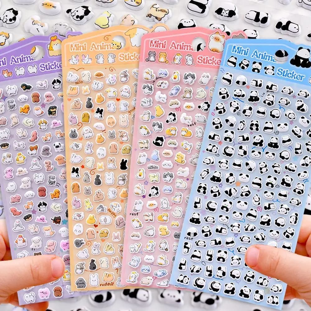 4 fogli di adesivi 3D mini gonfi e carini, adesivi decorativi per custodie del telefono o per la decorazione fai-da-te di agende, quaderni, scrapbook e diari.
