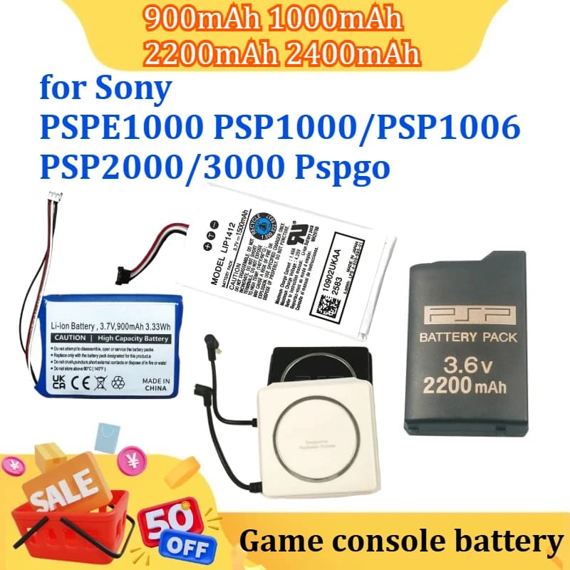 900mAh 1000mAh 2200mAh 2400mAh Nuovo per Sony PSPE1000 PSP1000/PSP1006 PSP2000/3000 Pspgo Console di gioco Batteria