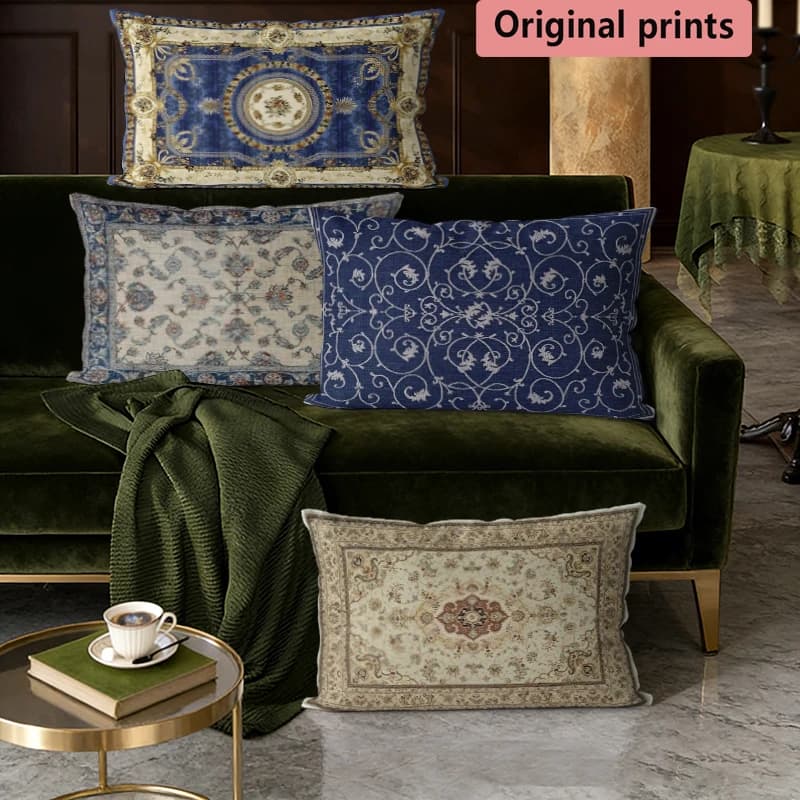 Vintage Floral Persian Rug Throw Pillow Covers Suitable For Sofa Bedroom Car Pillow Cover Cushion Rectangular Back Cushion