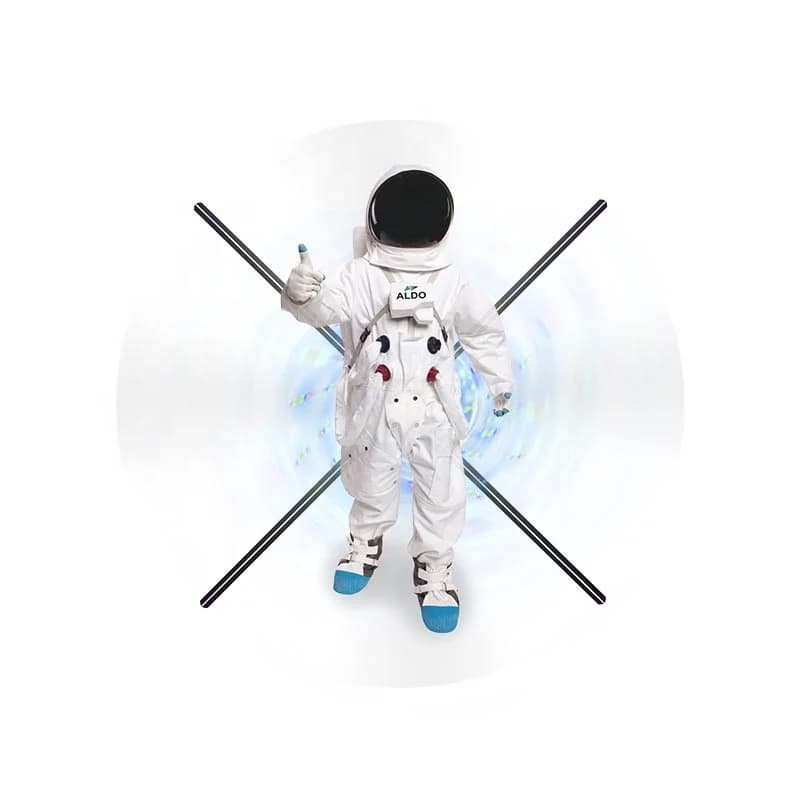Proiettore olografico 3D Macchina pubblicitaria Imaging aereo Sospensione Nessun display Schermo ventola rotante con ologramma LED