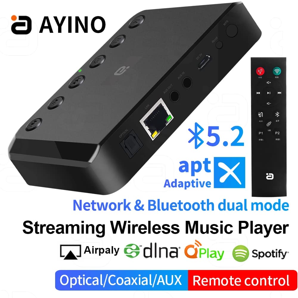 WR320PRO Ricevitore audio WIFI wireless aptX AD Bluetooth 5.2 Carillon Multiroom Sound Stream Airplay Spotify DLNA NAS Adattatore