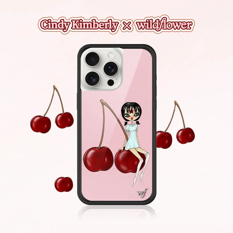 Wildflower ins foundation make-up Cherry Cute Girl Phone Case for iPhone 11 12 13 14 15 16 17 Pro Max Plus Wf Shockproof Cover