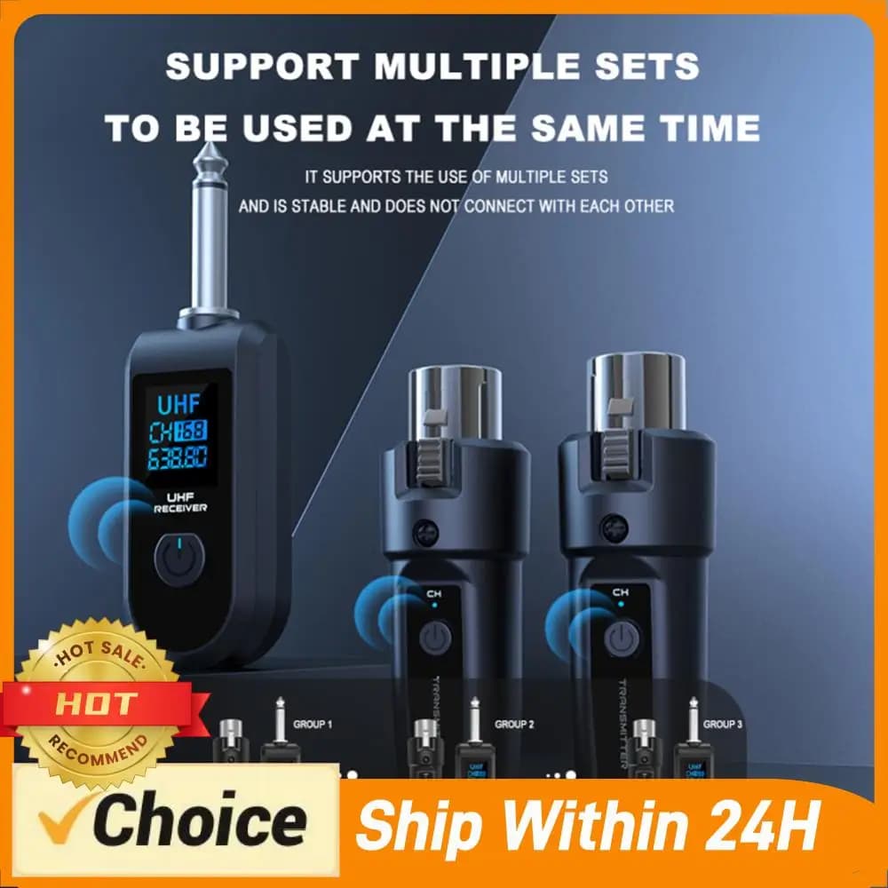 Convertitore Microfono Wireless XLR Trasmettitore e Ricevitore Adattatore Microfono Wireless per Mixer Audio Microfono Dinamico Chitarra Elettrica Basso