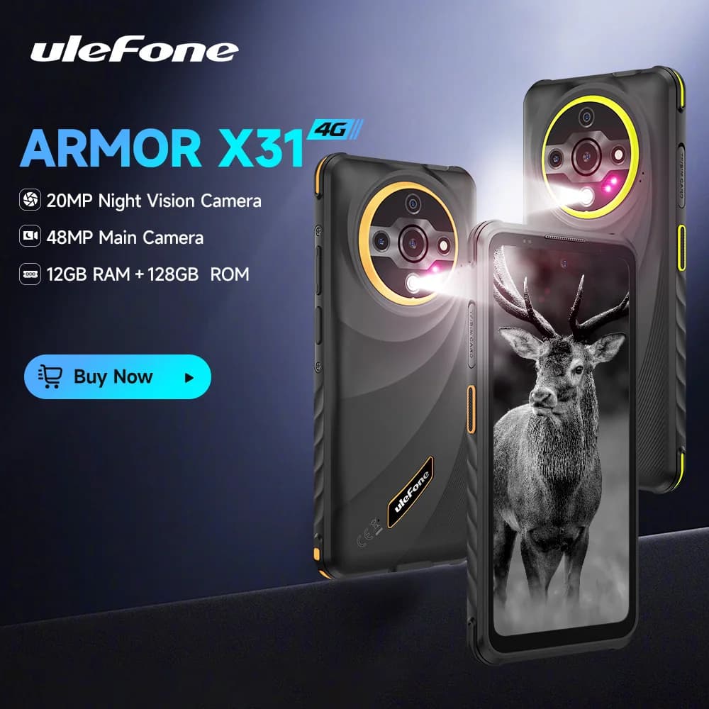 Ulefone Armor X31 4G Rugged Phone Android 14 Smartphone 6.56”12GB RAM 128GB ROM 48MP NFC Fotocamera notturna IR Blaster Versione globale