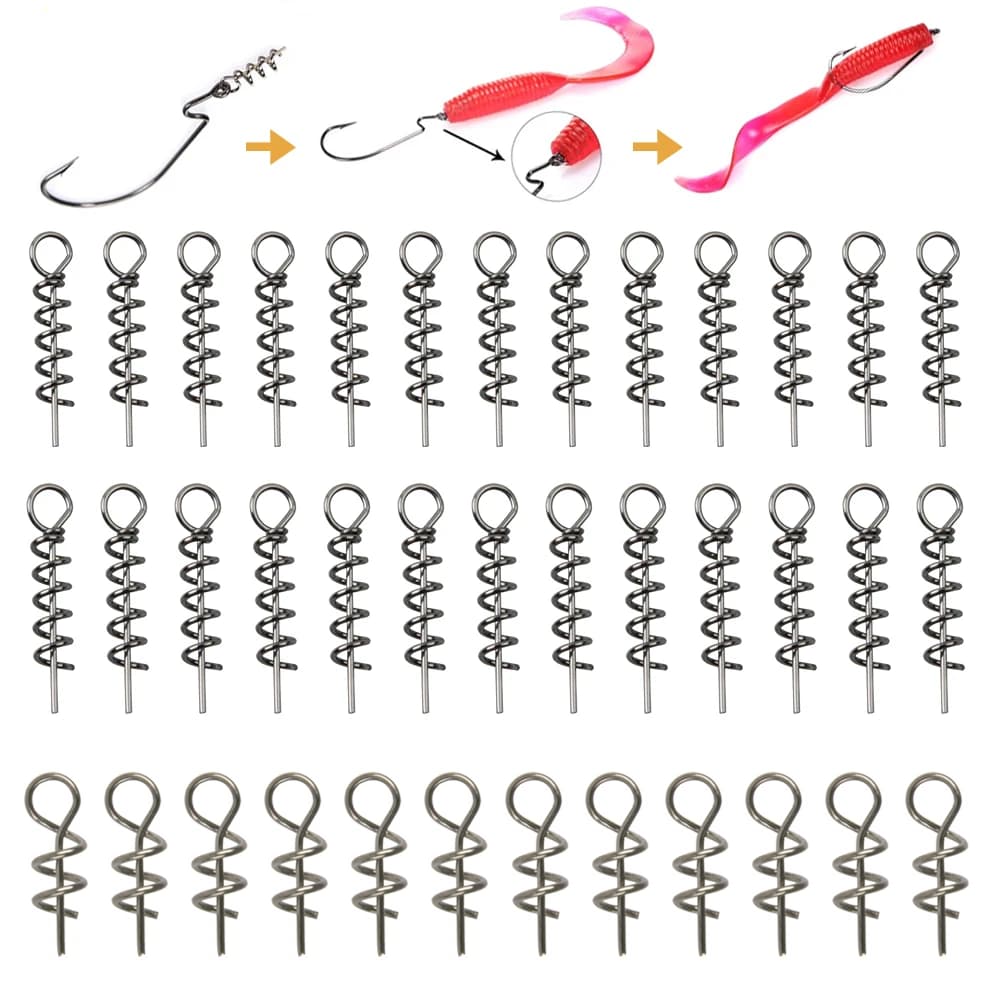 30 pcs stainless steel spring lock pin fishing pin screw crank spring hook twist lock love fishing call connector accessories
