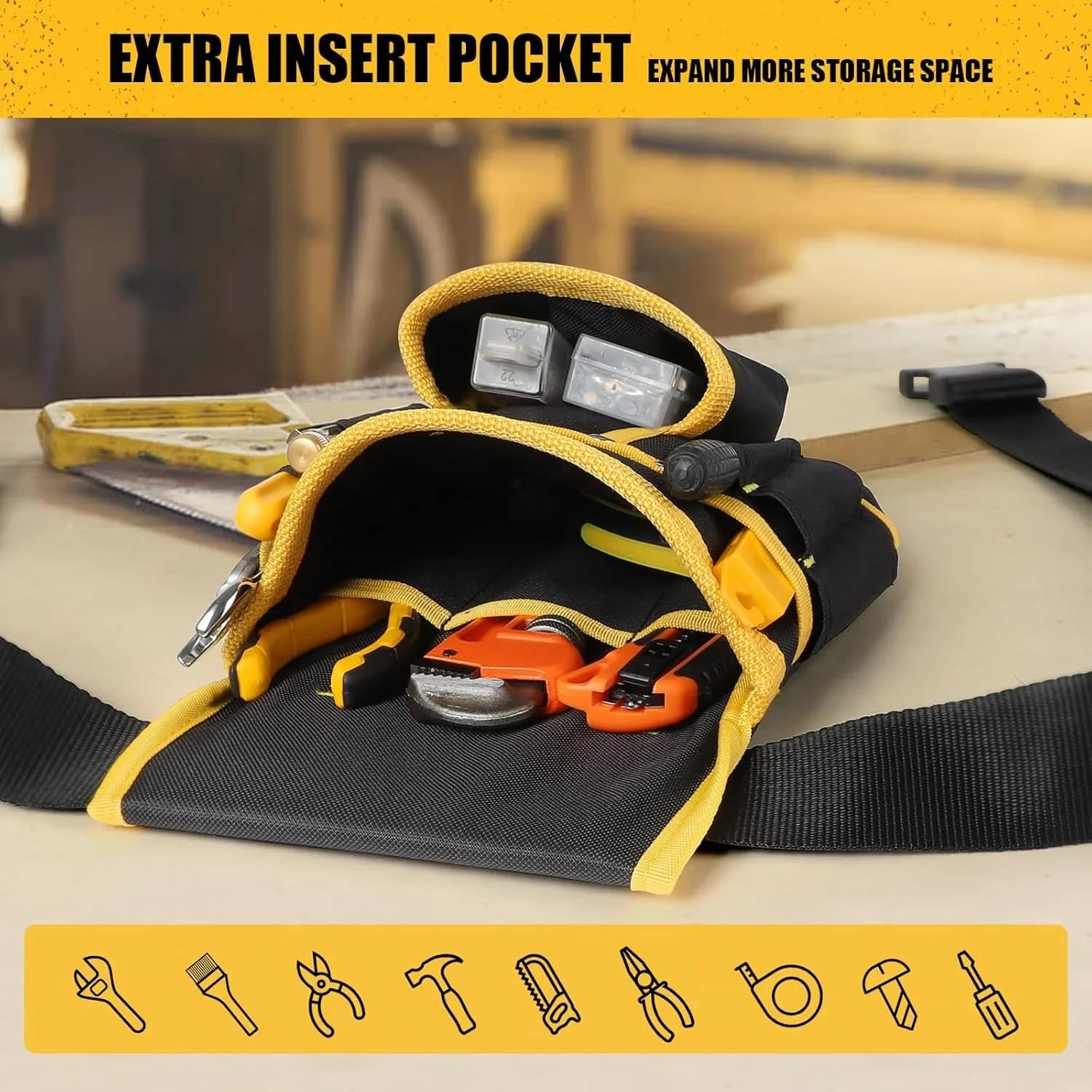 Cintura Porta Attrezzi Magnetica con Tasche Multiple, Borsa Porta Utensili Regolabile Multifunzionale