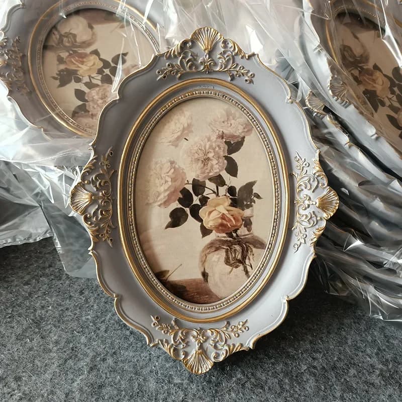 Vintage European Style Carved Resin Picture Frame, Antique Picture Frame for Tabletop Wall Hanging
