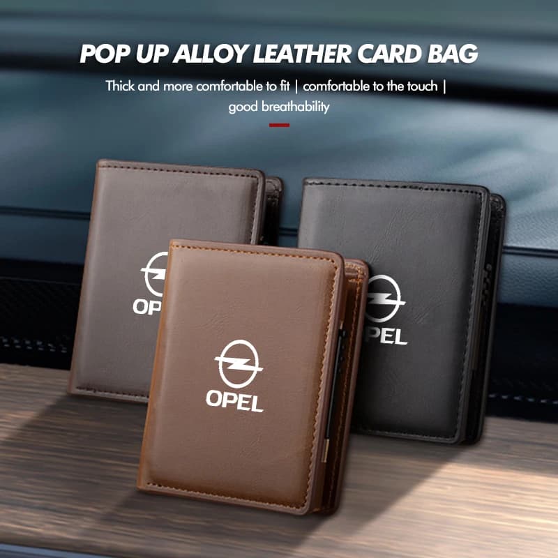 Car Credit Card Holder Metal Thin Slim Men Women Pop Up Wallet For Opel Astra H G J Insignia Corsa Zafira Meriva Mokka