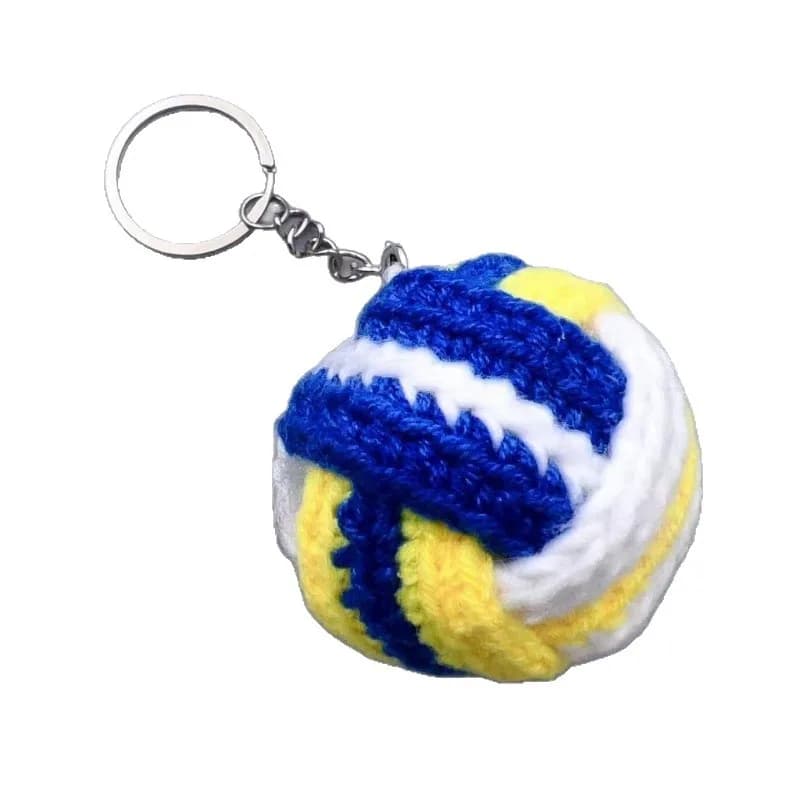 Handmade Keyring and Pendant in Yarn Worked at Crochet, Volleyball Sports Style