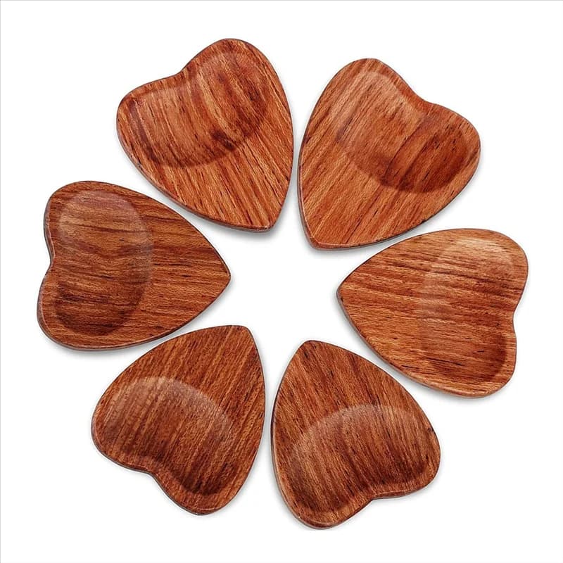 ABKV-6Pcs Plettri per Chitarra Acustica in Legno a Forma di Cuore, Accessori per Strumenti Musicali