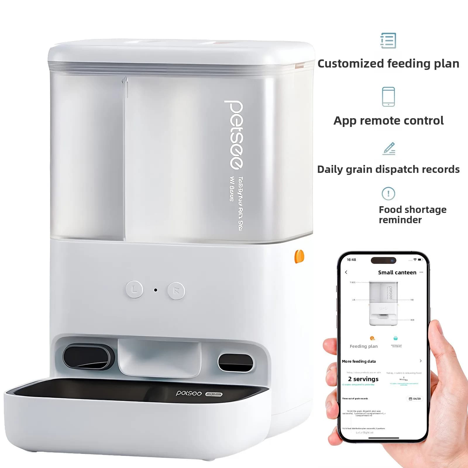 Smart pet automatic feeder cat food meal dispenser double warehouse remote control graffiti APP cat and dog supplies