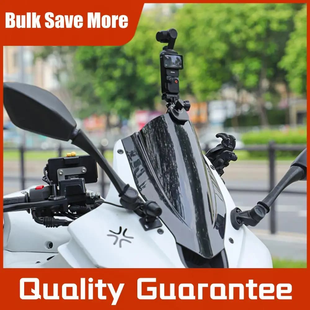 Universal Support for Sports Camera in Aluminium Alloy, Motorcycle Windscreen Clamp, Bike Camera Clip for DJI Action 4