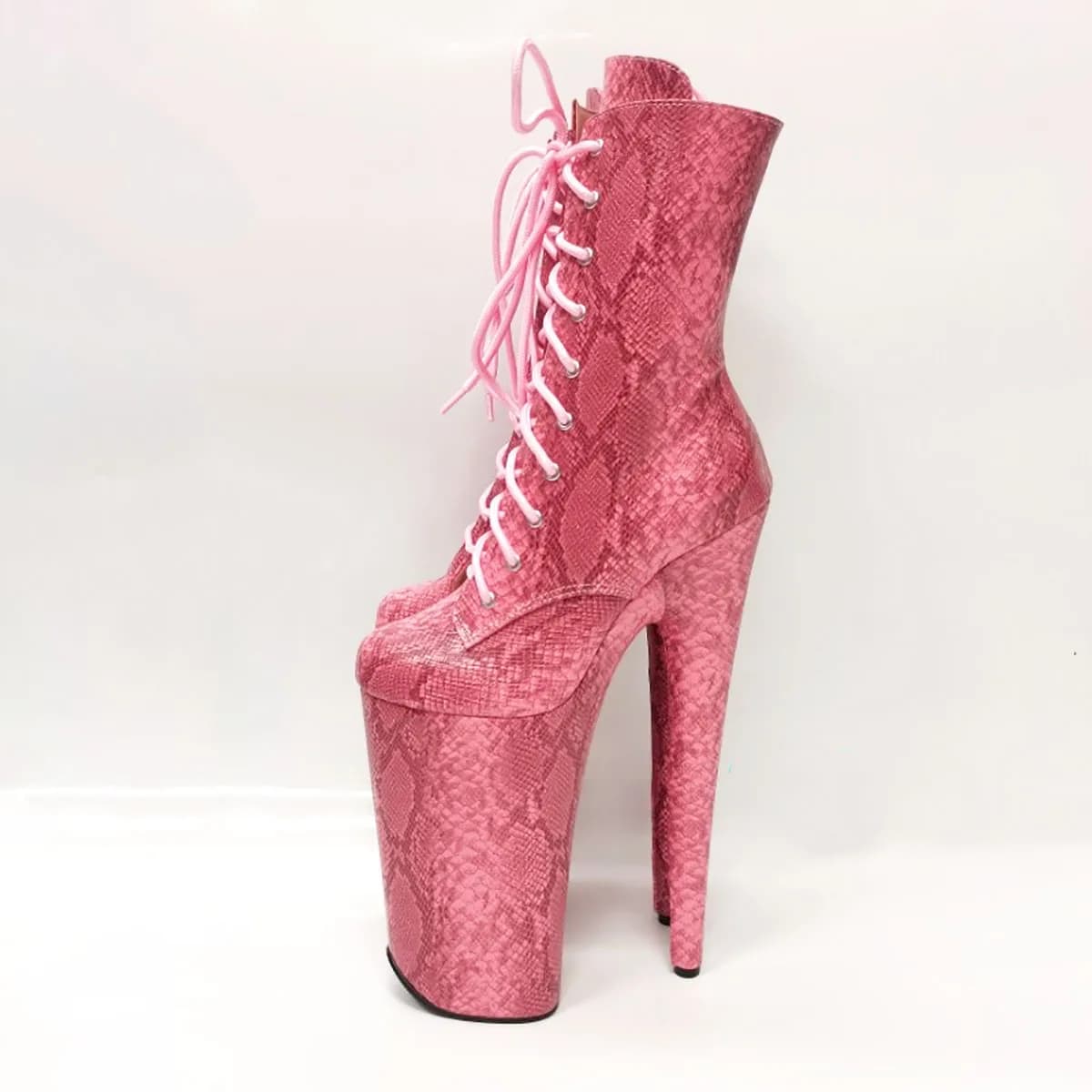 Stivali alla caviglia eleganti con tacco alto 26 cm e plateau da 10 pollici, scarpe da pole dance, esotiche, sexy, fetish, in saldo.