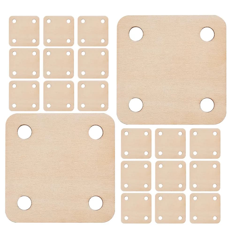 36Pcs Blank Wooden Square Weaving Loom Card 4 Hole Tablet for Hand Weaving DIY Craft Projects Home Decor Crafting Supplies