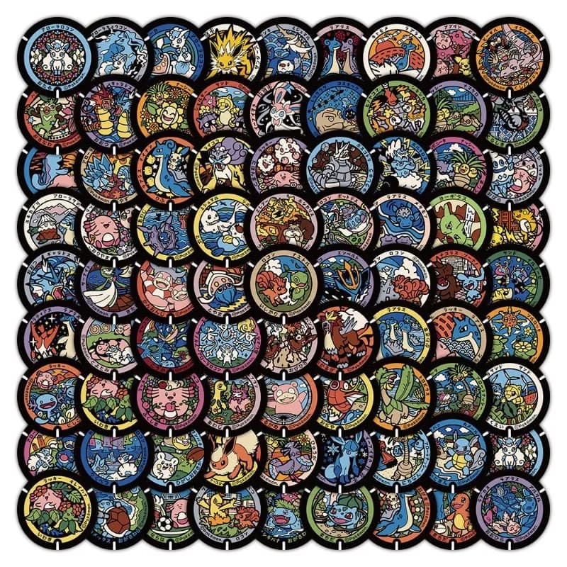 108 Pieces Adhesives Pokemon for Tombini Covers, Artistic Style Cartoon Pikachu Charizard, Waterproof for Laptop, Toiletries, Diaries and Toys for Children