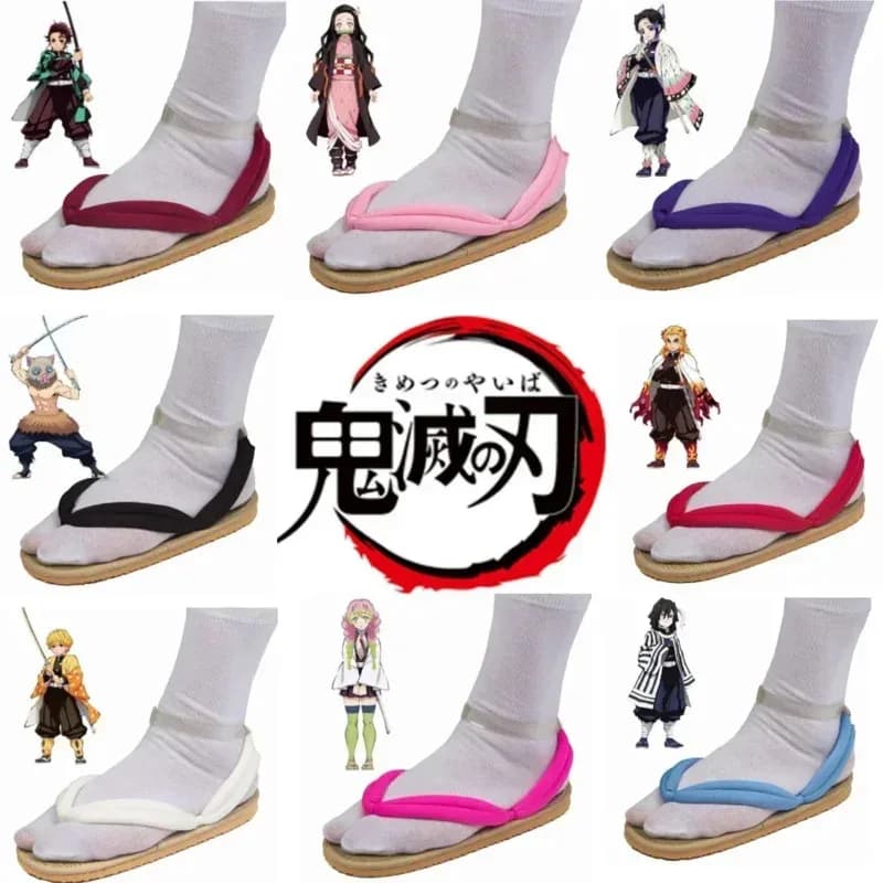 Anime Adulti Bambini Pantofole Cosplay Scarpe Demon Slayer Tanjirou Kamado Nezuko Zenitsu Geta Stops No Yaiba Sandali