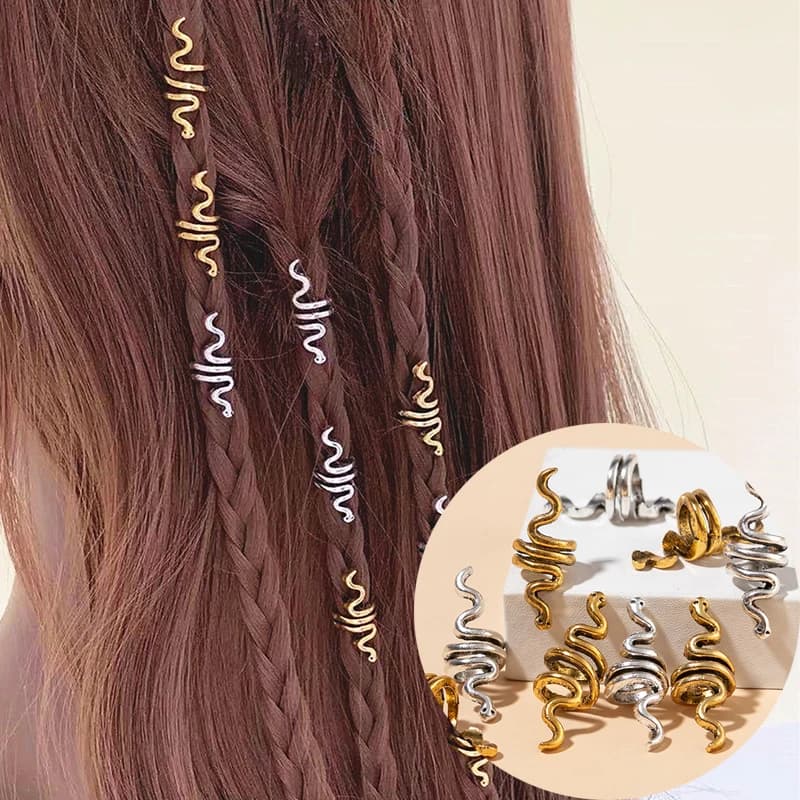 10 pezzi in lega serpente Dreadlock Decor anello per capelli accessori per capelli treccia per capelli anelli clip Dread Locks intrecciatura dei capelli decorazione in metallo