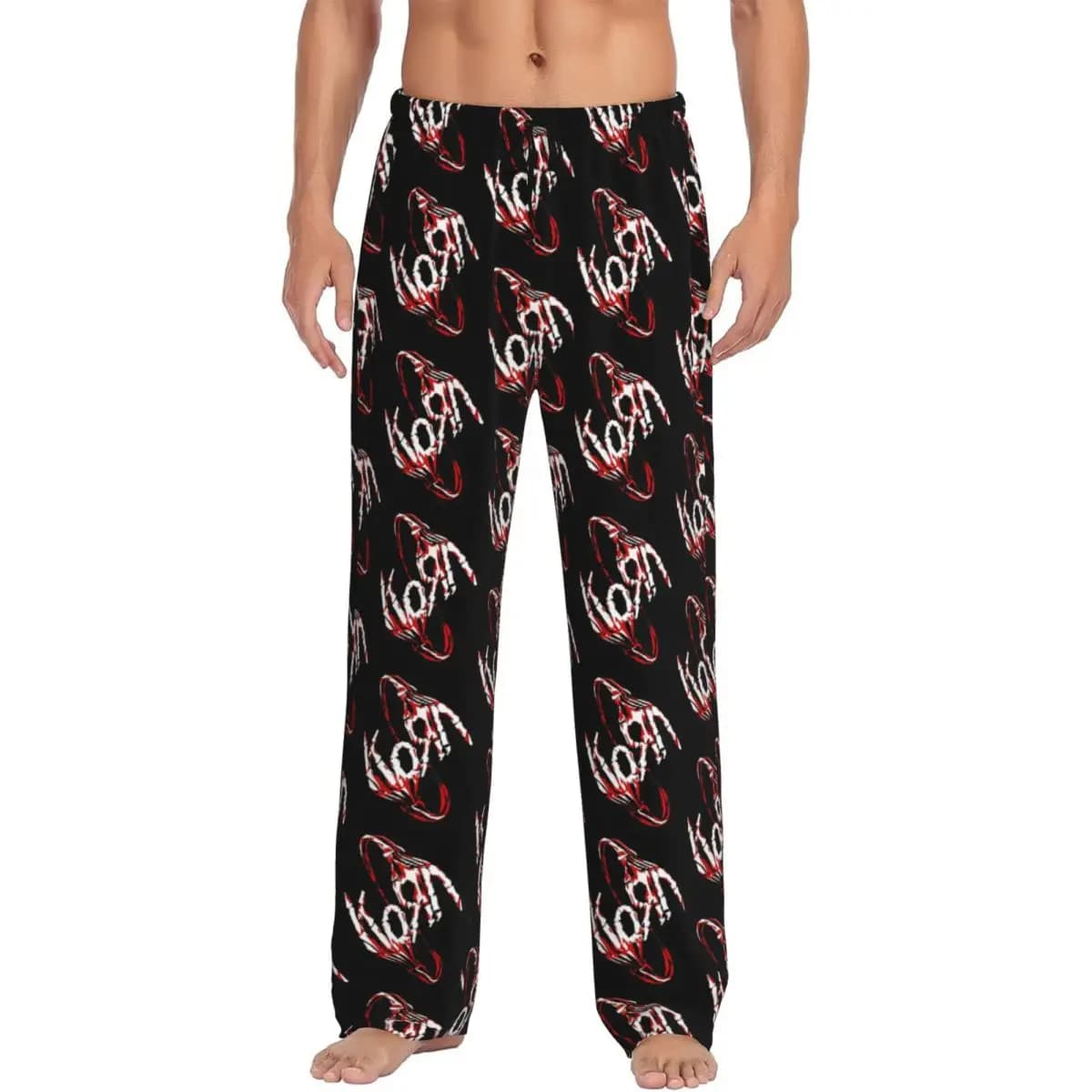 Pantaloni da pigiama Korns Rock Roll da uomo personalizzati con stampa pantaloni da notte per musica heavy metal con tasche