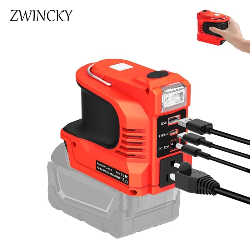 Per Milwaukee Batteria al litio 18V Inverter Accumulatori e caricabatterie di riserva a 110/220V Multi-Funzione Smart Transformer Adattatore inverter da lavoro all'aperto
