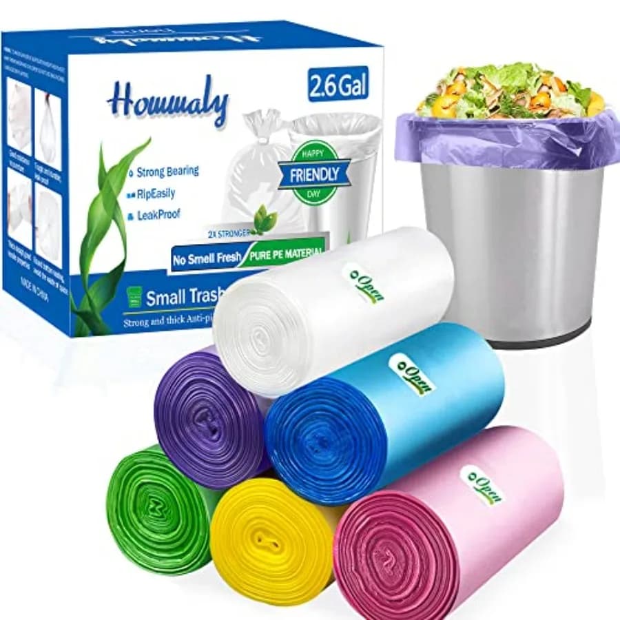 2.6 Gallon Small Trash Bags, Garbage Bag Bin Liners, 10 Liters Bin Bags Wastebasket Bags for home office kitchen Trash Can, Bat