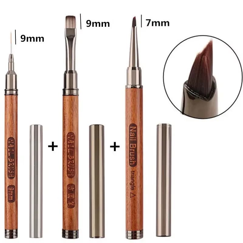 Set di 3 Pennelli Triangolari per Disegno, Pennello Liner, Penna per Pittura, Strumenti per Manicure e Nail Art con Gel e Cristalli