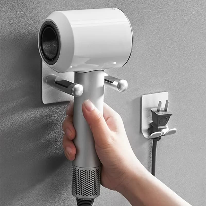 Black/Silver Hair Dryer, No Drilling, with adhesive glue, for Dyson Supersonic, Bathroom Organization, New