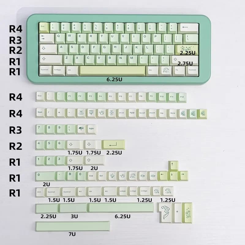 143 Keys Ginkgo Theme Keycaps for Mechanical Keyboard Custom Cherry Profile Keycaps DIY Sublimation Key caps