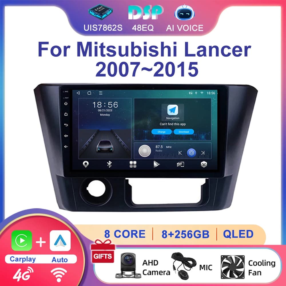 Android GPS WIFI 4G Carplay Auto 9 Inch Car Navigation Stereo Touch Car Multimedia Player Radio For Mitsubishi Lancer 2007~2015