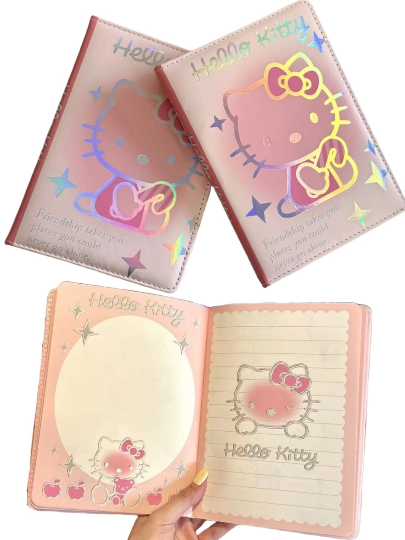 1/2 Libri Sanrio HelloKitties: Diario Cartoon, Quaderno con Copertina Morbida e Superficie Laser, Pagine Spesse e Adorabili Motivi Stampati