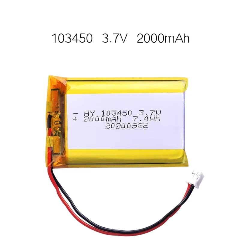 103450 3.7V 2000mAh Polymer Lithium Rechargeable Battery jst PH 2.0mm 2pin plug for Camera GPS navigator MP5 Bluetooth Headset