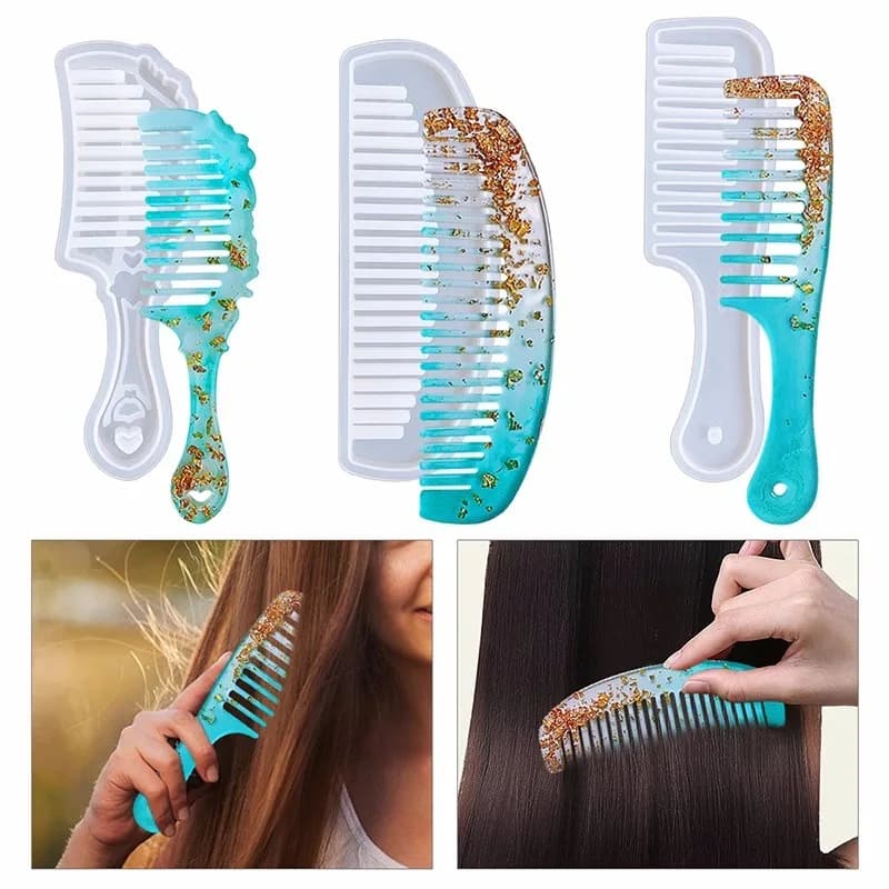 Stampi in Silicone a Forma di Pettine per Resina Epossidica, Strumento Fai-da-te per Acconciature da Salone, Artigianato, Regalo, Accessori per Creazione Gioielli, Spedizione Gratuita, Ingrosso