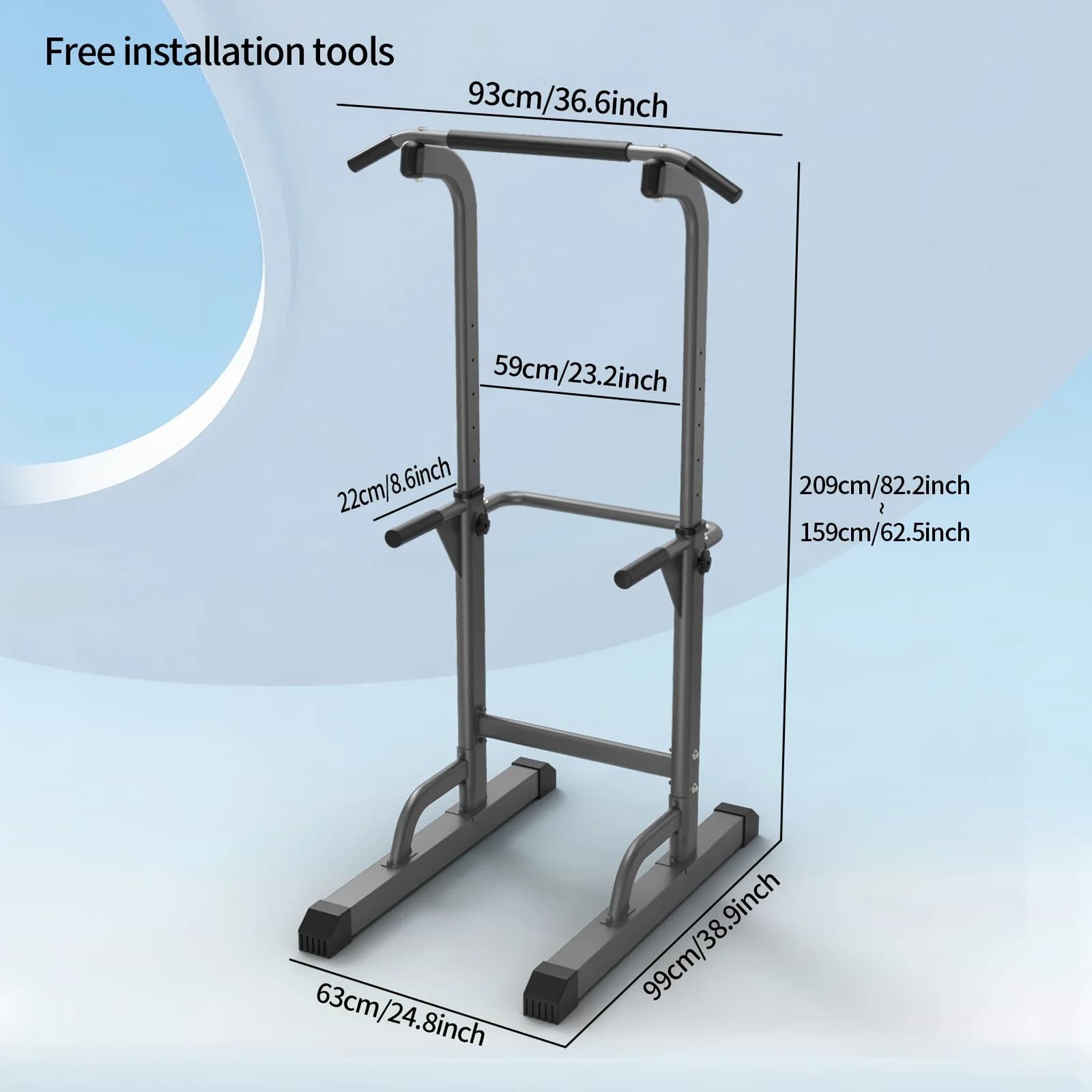 1 barra per trazioni multifunzionale di livello professionale - Power Cages progettata per il massimo allenamento della forza, il fitness, lo sviluppo muscolare ed esercizi - Design compatto, robusto e regolabile, adatto per palestre domestiche