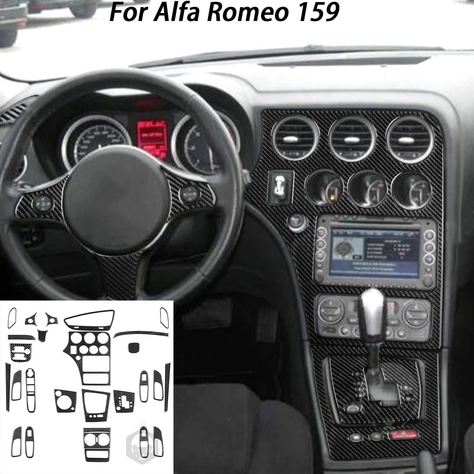 Per Alfa Romeo 159 2005-2023 Adesivo in Vera Fibra di Carbonio Brera Spider Pannello Cambio Cruscotto Accessori Decorativi Interni Auto