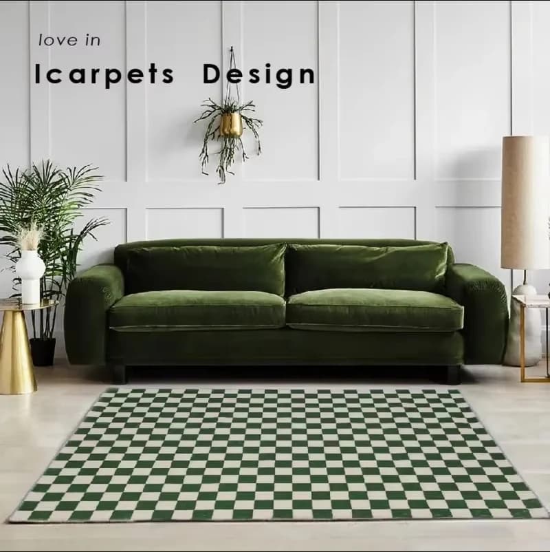 VIKAMA Chessboard Carpet Modern Living Room Simple Nordic Bedroom Bedside Table Sofa Scottish Carpet House Decoration