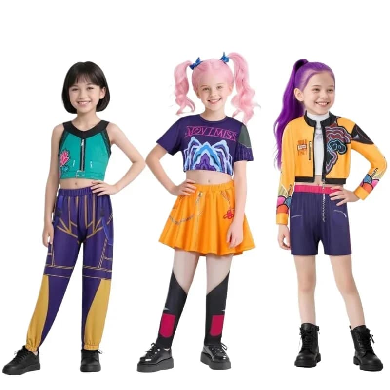 Demon Costumes for Kids K-Pop Mira Rumi Zoey Hunters Cosplay Costume for Girl Halloween Scene Model Role Game Dresses