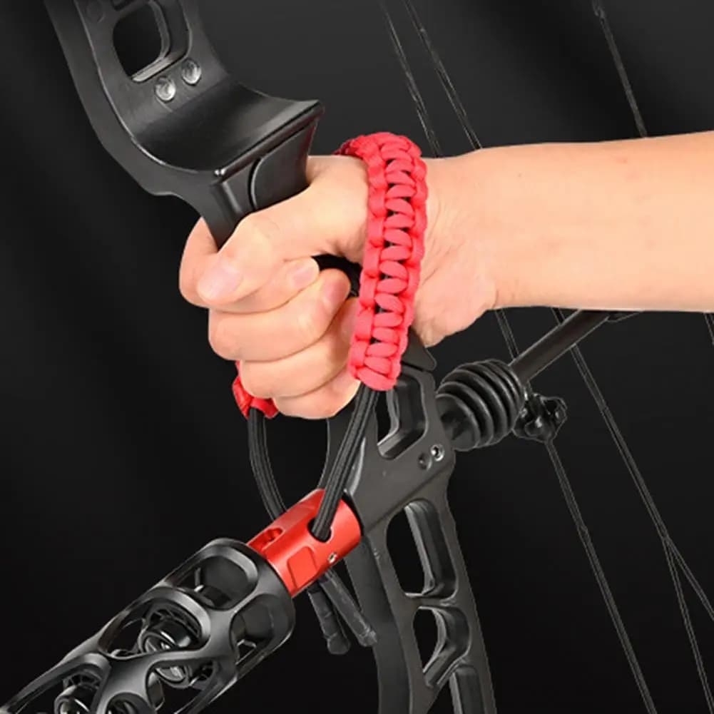 Tiro con l'arco Arco da polso Sling Sgancio rapido Nylon intrecciato Cinturino da polso Bersaglio Caccia Scatto Arco ricurvo composto Corda da polso