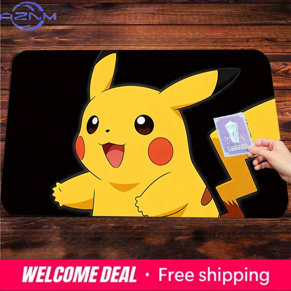 Tappetino da Gioco TCG Pikachu su Sfondo Nero, Antiscivolo e Lavabile